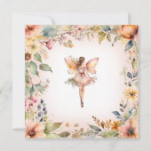 魅惑の妖精秋フローラピンクガールベビーシャワー 招待状 (裏面)