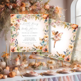 魅惑の妖精秋フローラピンクガールベビーシャワー 招待状