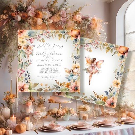 魅惑の妖精秋フローラミントガールベビーシャワー 招待状