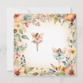 魅惑の妖精秋フローラ金ゴールドガールベビーシャワー 招待状 (裏面)