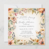 魅惑の妖精秋フローラ金ゴールドガールベビーシャワー 招待状 (正面)