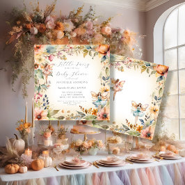 魅惑の妖精秋フローラ金ゴールドガールベビーシャワー 招待状