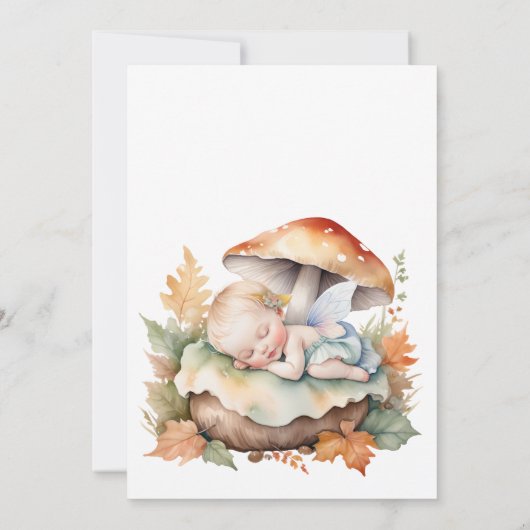 魅惑の妖精秋秋のウッドランドベビーシャワー 招待状 (裏面)