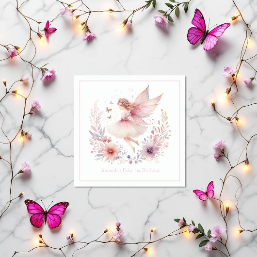 魅惑の妖精1歳の誕生日パーティー スタンダードカクテルナプキン