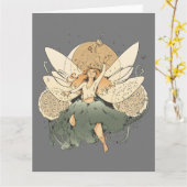 魅惑の妖精 – お洒落ファンタジーアート カード (黄色い花)