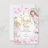 魅惑の妖精、庭の花の誕生日 サンキューカード (正面)