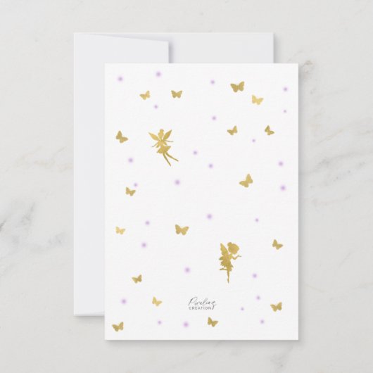 魅惑の妖精、庭の花の誕生日 サンキューカード (裏面)