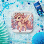 魅惑の威厳のあるユニコーン赤ちゃんシャワー ペーパープレート (パーティー)