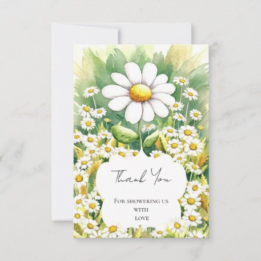 魅惑の小さなデイジーの赤ちゃんシャワー サンキューカード (正面)