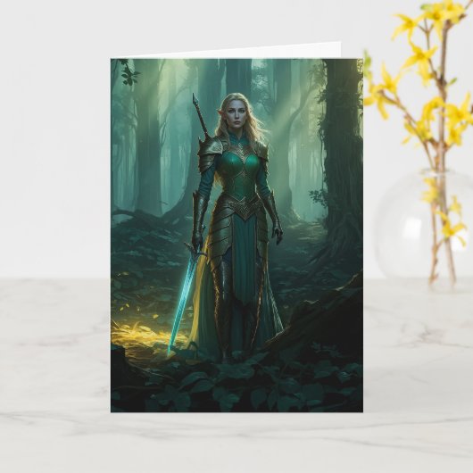 魅惑の小妖精や小人 カード (黄色い花)