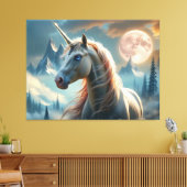 魅惑の山々の神秘的ユニコーン キャンバスプリント (インサイチュ (リビング))