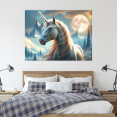 魅惑の山々の神秘的ユニコーン キャンバスプリント (インサイチュ (寝室))