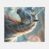 魅惑の山々の神秘的ユニコーン フリースブランケット (正面(横))