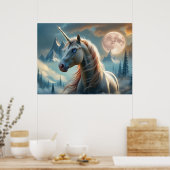 魅惑の山々の神秘的ユニコーン ポスター (キッチン)