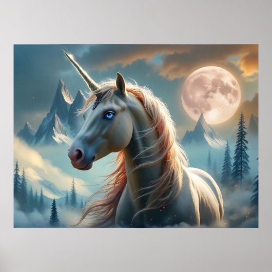 魅惑の山々の神秘的ユニコーン ポスター (正面)