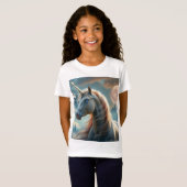 魅惑の山々の神秘的ユニコーン Tシャツ (正面フル)