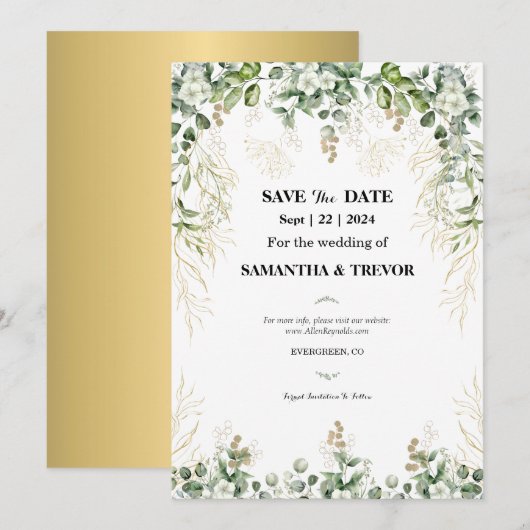 魅惑の常緑樹:Save The Date 招待状 (正面/裏面)