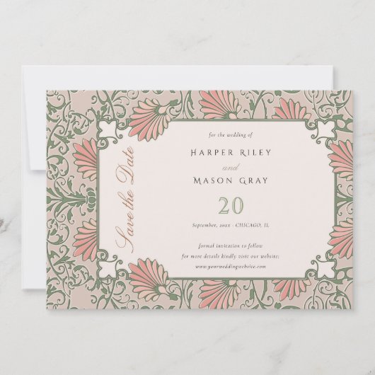 魅惑の庭の日付を結婚保存 招待状 (正面)