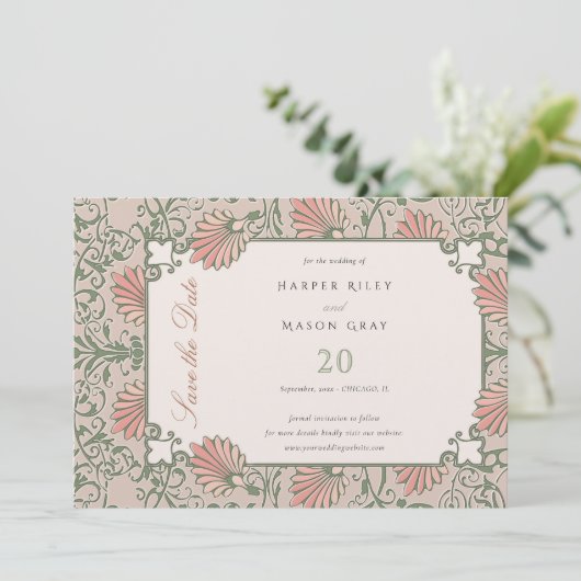 魅惑の庭の日付を結婚保存 招待状 (スタンド正面)