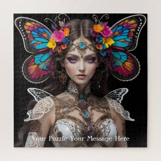 魅惑の庭の翼を持つ蝶のミューズ ジグソーパズル (縦)