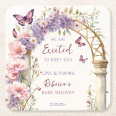 魅惑の庭の蝶の赤ちゃんシャワーの好意 スクエアペーパーコースター (正面)