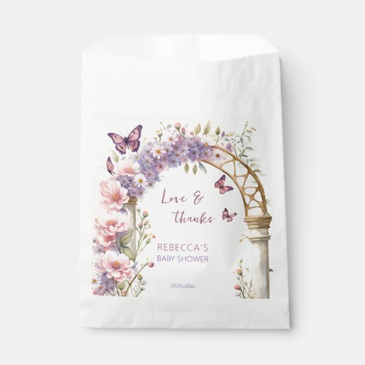 魅惑の庭の蝶の赤ちゃんシャワーの好意 フェイバーバッグ (正面)