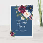魅惑の庭園 ダスティーブルー バーガンディ ネイビー サンキューカード (正面)