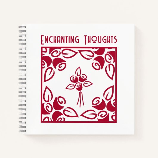 『魅惑の想い』赤バラのモチーフ雑誌 ノートブック (正面)