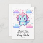 魅惑の愛らしい恐竜のベビーシャワー サンキューカード (正面/裏面)