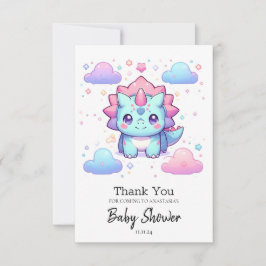 魅惑の愛らしい恐竜のベビーシャワー サンキューカード