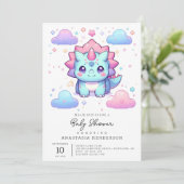 魅惑の愛らしい恐竜のベビーシャワー 招待状 (スタンド正面)