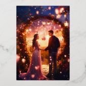 魅惑の愛：魔法のカップル結婚式カード 箔招待状 (正面)