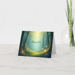 魅惑の日に照らされた夏の森 サンキューカード