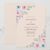 魅惑の春の結婚式 ブルッシュピンク 招待状 (正面/裏面)