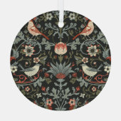 魅惑の暗いヴィンテージフローラ鳥 ガラスオーナメント (裏面)