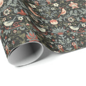 魅惑の暗いヴィンテージフローラ鳥 ラッピングペーパー (ロールコーナー)