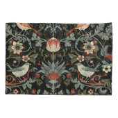 魅惑の暗いヴィンテージフローラ鳥 枕カバー (裏面)