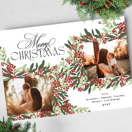 魅惑の書道優雅クリスマスツーフォト シーズンカード