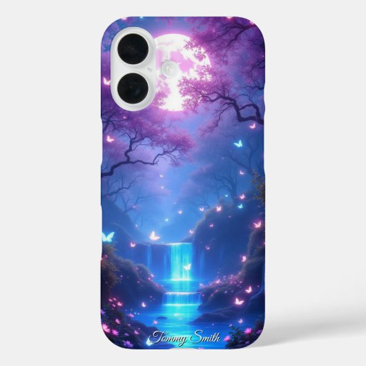 魅惑の月に照らされた滝ファンタジー電話ケース Case-Mate iPhoneケース (裏面)