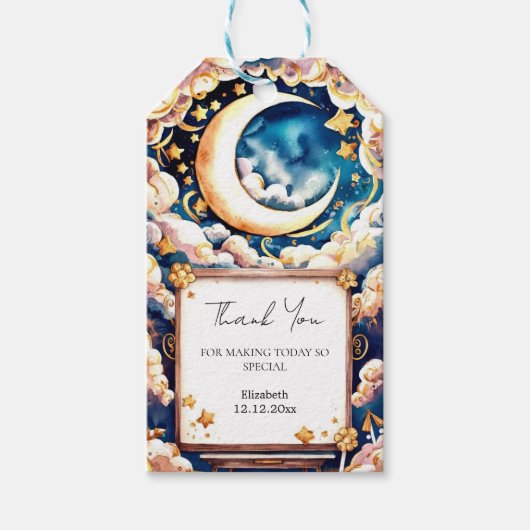 魅惑の月の天の赤ちゃんシャワー ギフトタグ (正面)