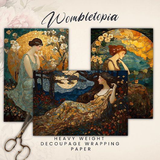 魅惑の月明かりの乙女フローラモザイクデカページ ラッピングペーパーシート