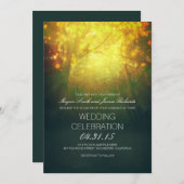 魅惑の木とライトの素朴結婚式の招待 招待状 (正面/裏面)