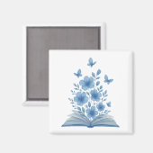 魅惑の本 – 蝶と花デザイン マグネット (正面/裏面)