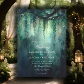 魅惑の森つるの緑の妖精結婚の 招待状