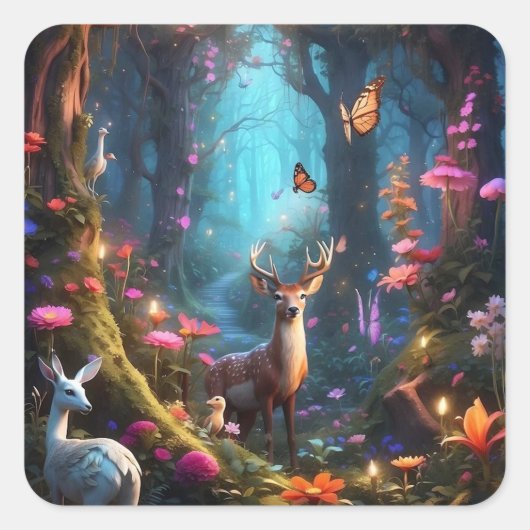 魅惑の森と神秘的なオアシス スクエアシール (正面)