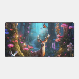 魅惑の森と神秘的なオアシス デスクマット
