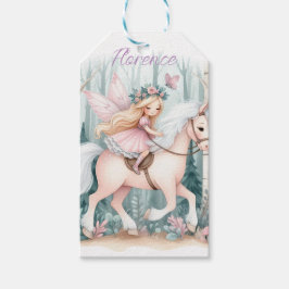魅惑の森に乗る美しい妖精の少女 ギフトタグ