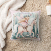 魅惑の森に乗る美しい妖精の少女 クッション (ブランケット)