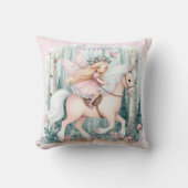 魅惑の森に乗る美しい妖精の少女 クッション (正面)