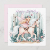 魅惑の森に乗る美しい妖精の少女 シーズンカード (正面/裏面)